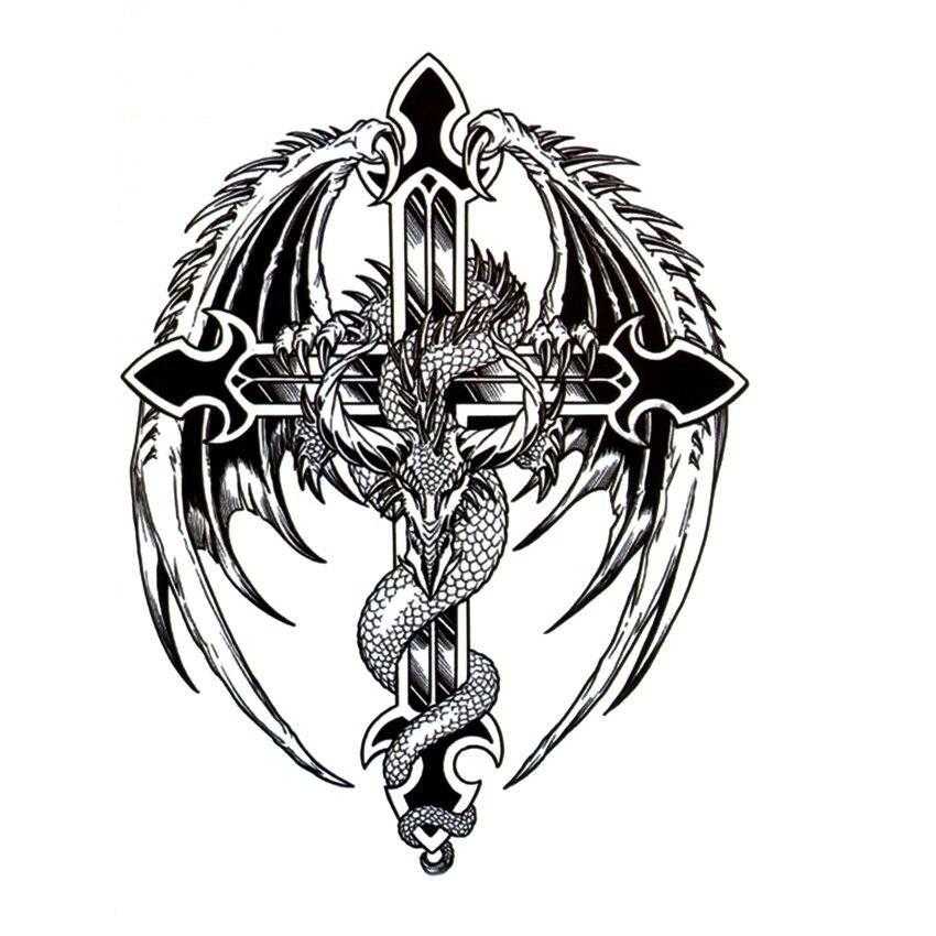 Tatouage éphémère dragon ailé - bleublancbeauf.com