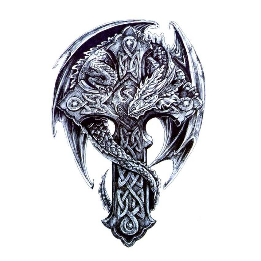 Tatouage éphémère dragon ailé - bleublancbeauf.com