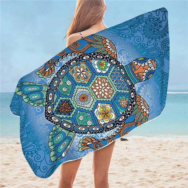 Serviette de plage tortue tropical - bleublancbeauf.com