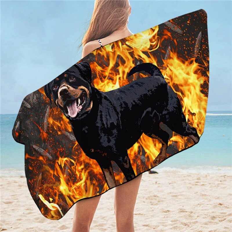 Serviette de plage chien - bleublancbeauf.com