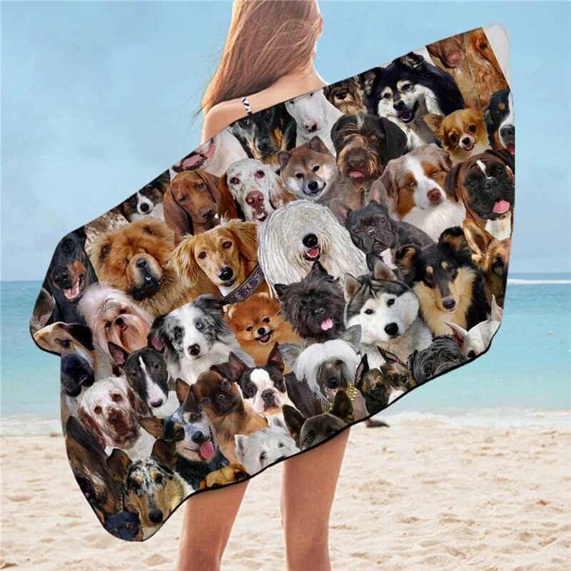 Serviette de plage chien - bleublancbeauf.com