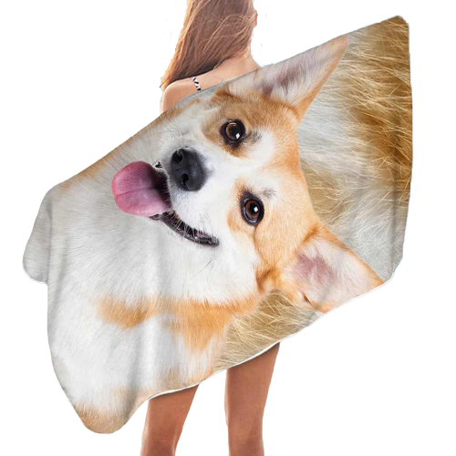 Serviette de plage chien - bleublancbeauf.com