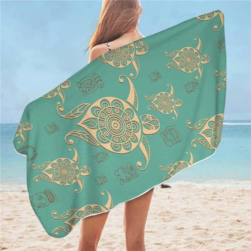 Serviette de plage tortue tropical - bleublancbeauf.com